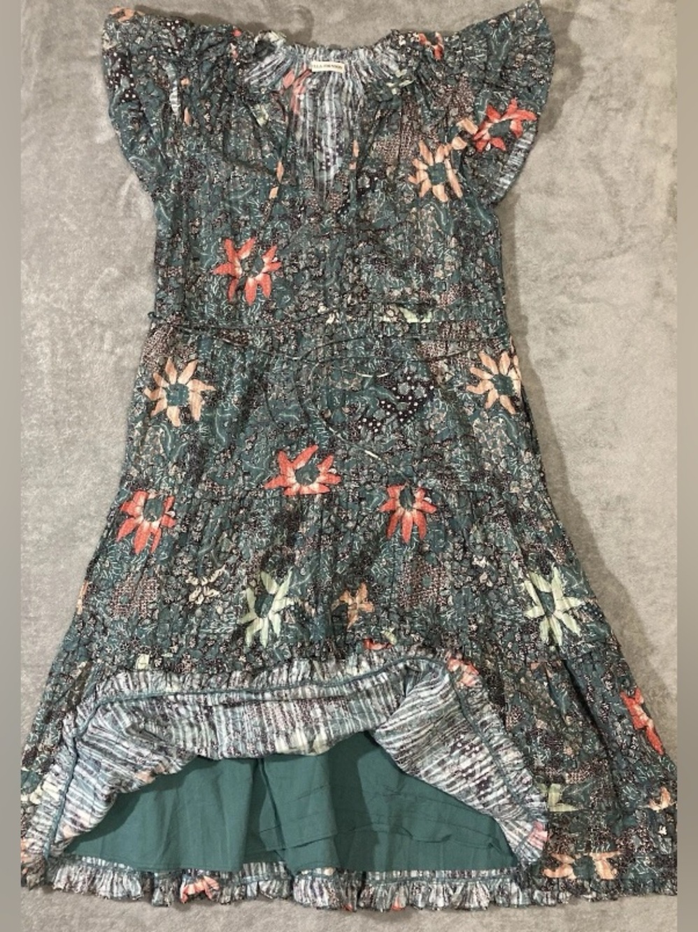 Ulla Johnson Rema Malachite Ruffle Dress Womens Size 2 Floral